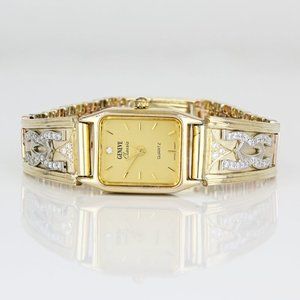 14k Tri-color Gold CZ Cubic Zirconia Geneve Classic Ladies Watch